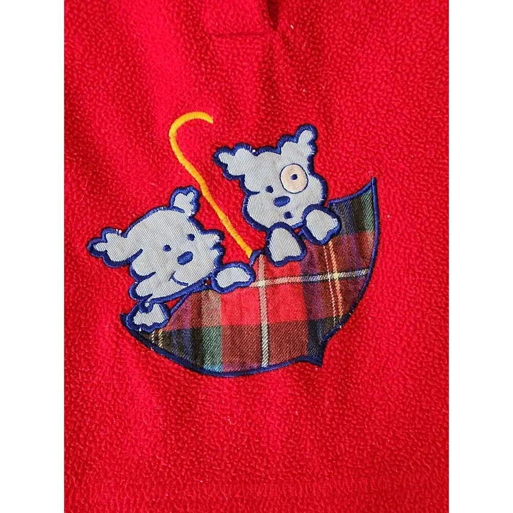 Vintage Y2K Dogs In Umbrella Collared Fleece Sweater Size 12Months Baby Toddler